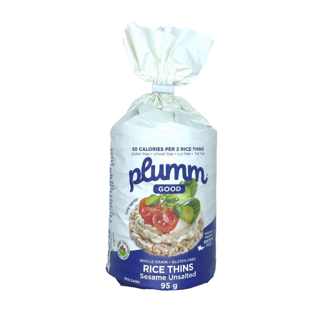 Plum M Good Brown Rice Thins w/ Sesame, Unsalted (95g) - Lifestyle Markets